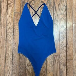 Babaton Deep V Bodysuit Blue